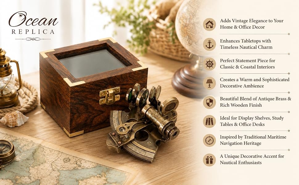 Nautical Bronze Sextant – Solid Brass Maritime Astrolabe | Vintage Ship Navigation Instrument