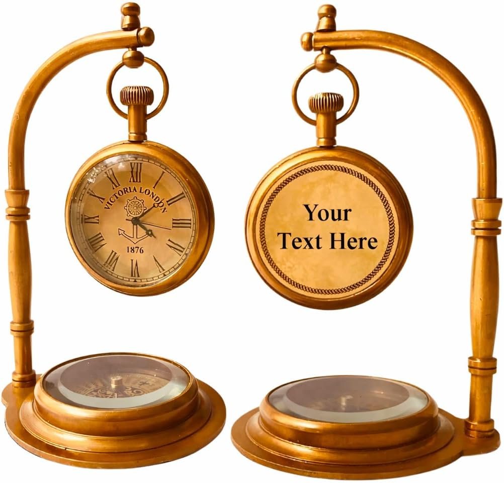 ALADEAN Decorative TableClock Compass Desk Sundial - (Love You)