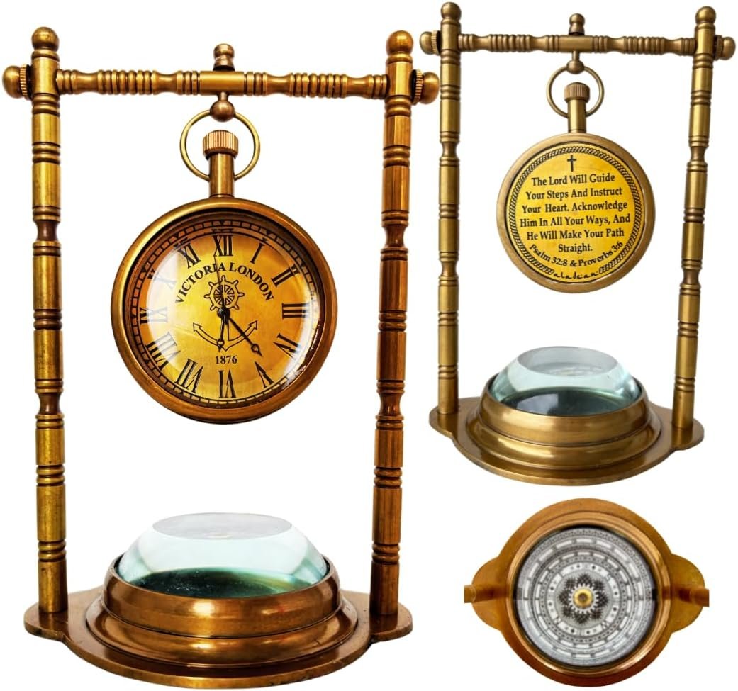 ALADEAN Decorative TableClock Compass Desk Sundial - (Love You) - Image 8