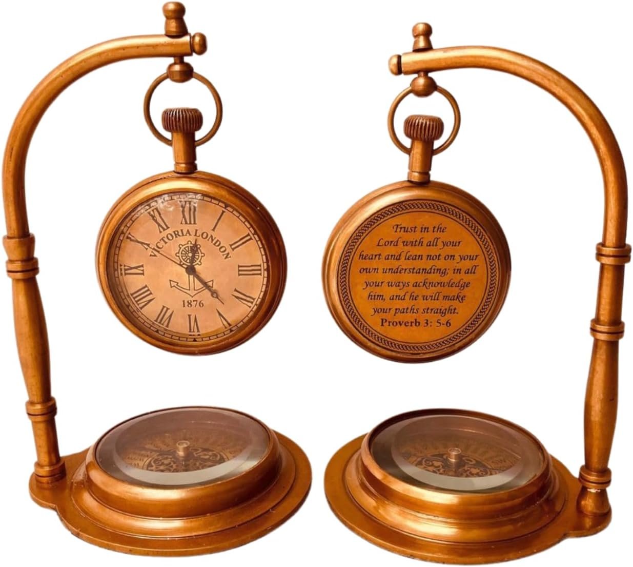 ALADEAN Decorative TableClock Compass Desk Sundial - (Love You) - Image 4