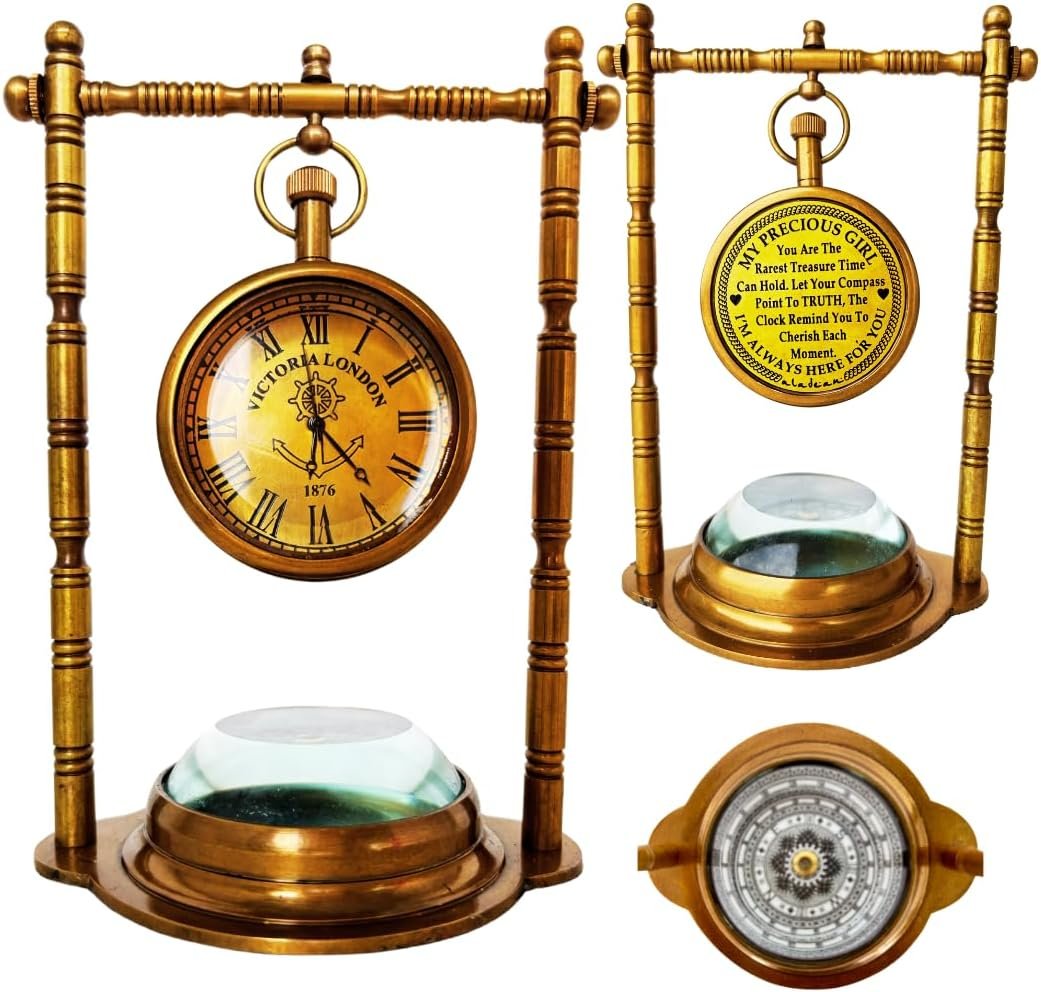 ALADEAN Decorative TableClock Compass Desk Sundial - (Love You) - Image 3