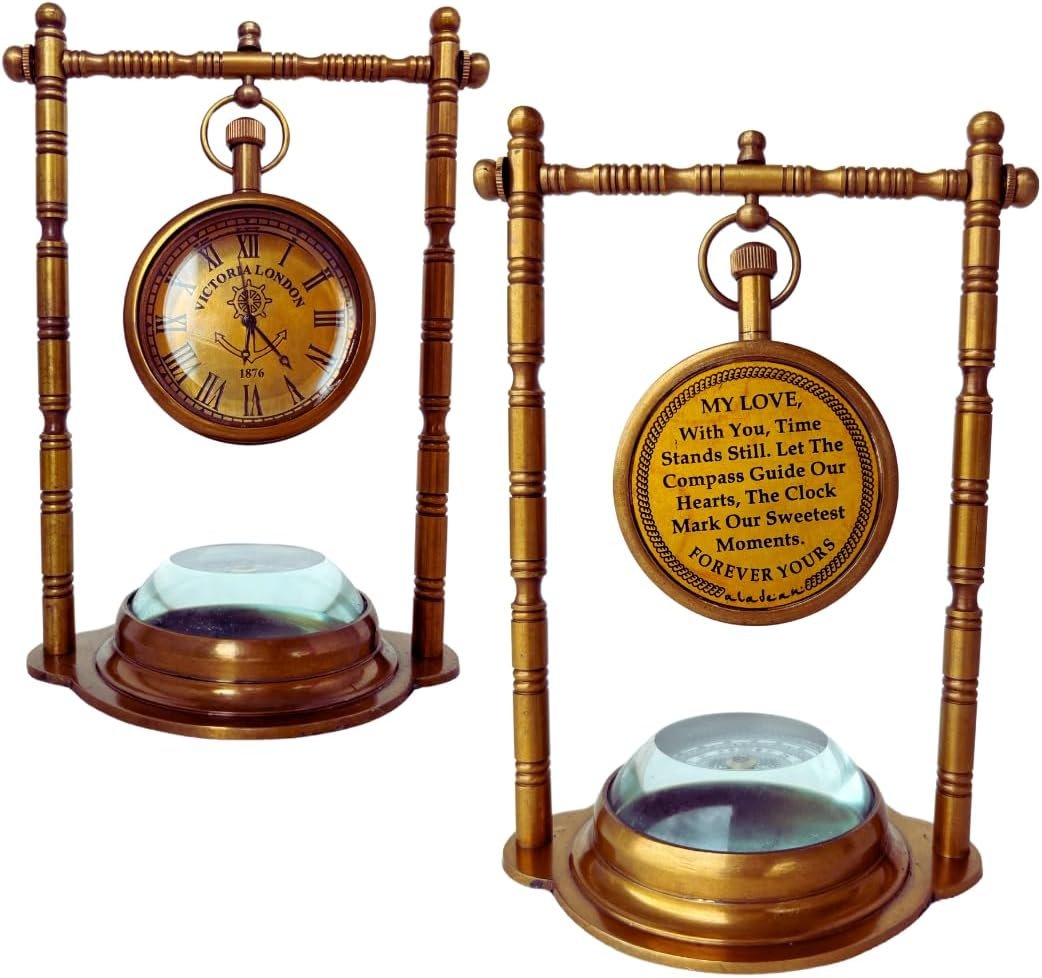 ALADEAN Decorative TableClock Compass Desk Sundial - (Love You) - Image 6