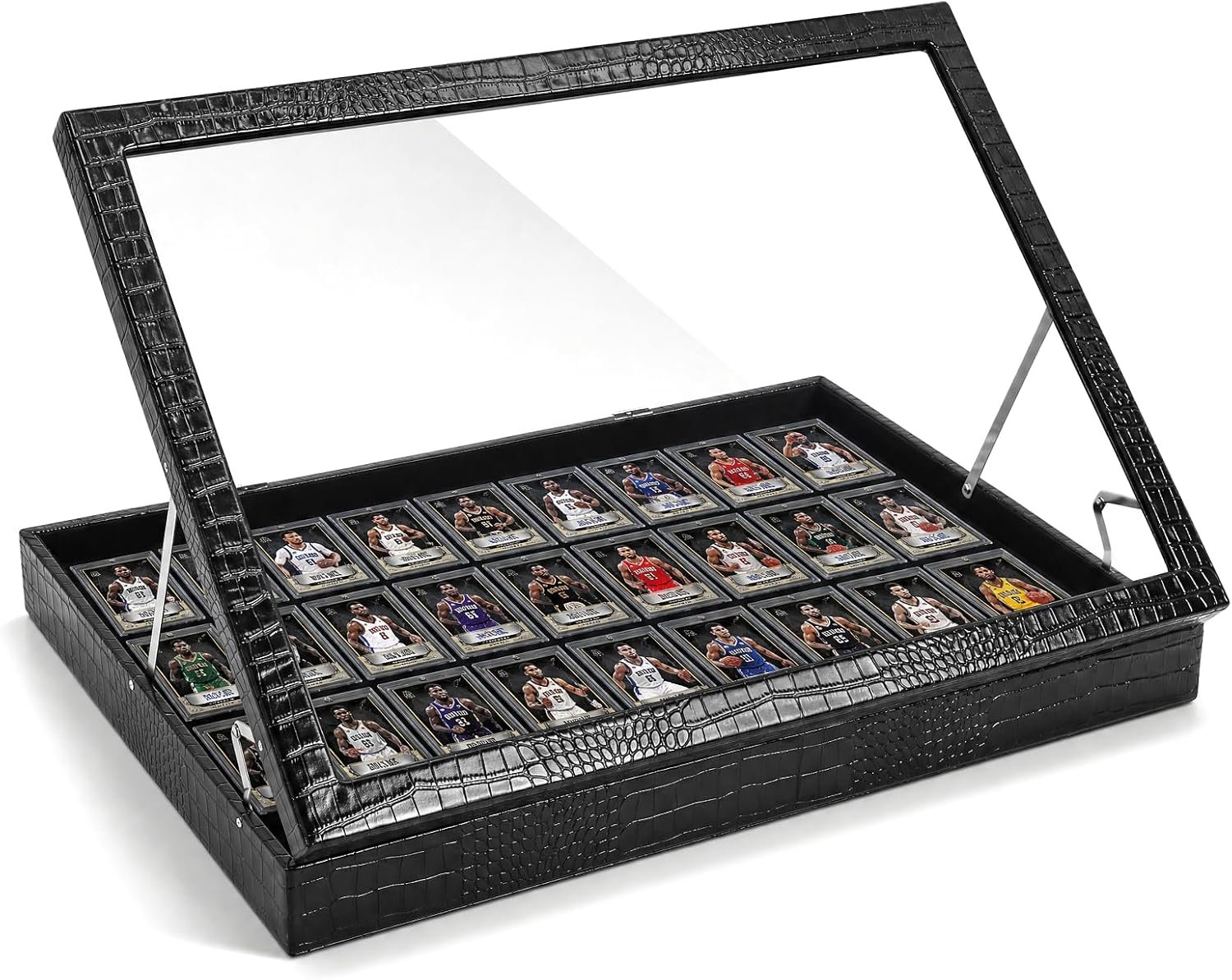 Trade Card Show Display Case,PU Leather Lockable Trading Show Display Case