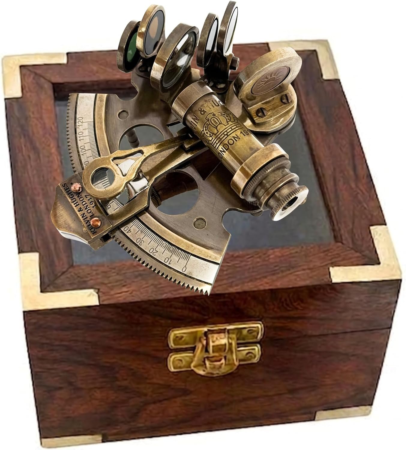 Nautical Bronze Sextant – Solid Brass Maritime Astrolabe | Vintage Ship Navigation Instrument for Nautical Decor, Collectibles, Maritime Gifts, and Navigational Tools