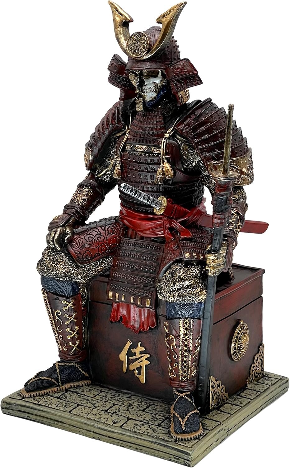 LOOYAR Medieval Samurai Undead Warrior Resin Statue (Red Gold) - Image 2
