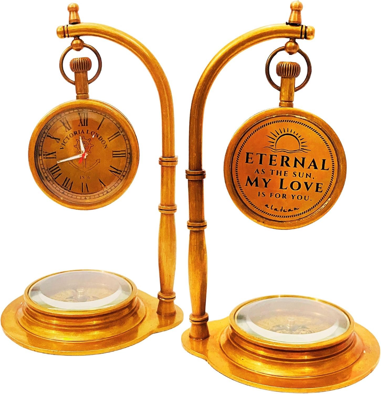 ALADEAN Decorative TableClock Compass Desk Sundial - (Love You) - Image 7