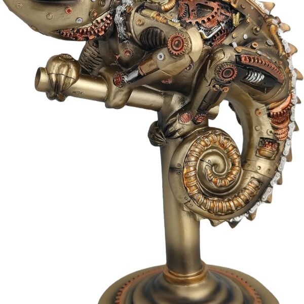 GENUINQ 12''H Steampunk Lizard Chameleon Statue Cyborg Sci-fi Sculpture