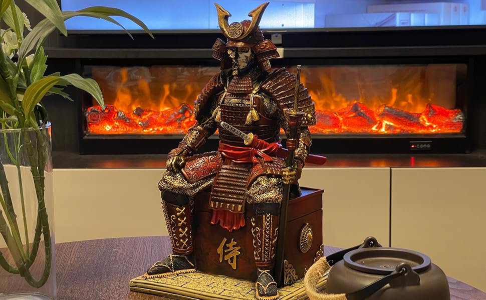 LOOYAR Samurai Undead Warrior Resin Figurine, RED– Home & Desk Decoration