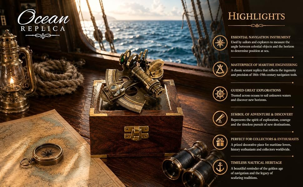 Nautical Bronze Sextant – Solid Brass Maritime Astrolabe | Vintage Ship Navigation Instrument