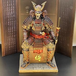 LOOYAR Medieval Ancient Samurai Undead Warrior Resin Statue Ornament Figurine (Red Glod)