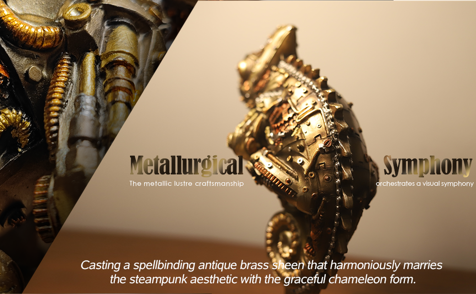 steampunk chameleon statue